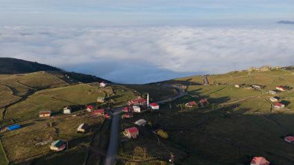 Sonbahar bulutların &uuml;zerine de geldi: Trabzon&rsquo;un masalsı yaylaları g&ouml;r&uuml;nt&uuml;lendi