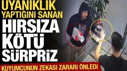Uyanıklık yaptığını sanan hırsıza k&ouml;t&uuml; s&uuml;rpriz: Kuyumcunun zekası zararı &ouml;nledi