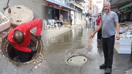 Adana'da isyan ettirten manzara! Vatandaş kanalizasyona indi 