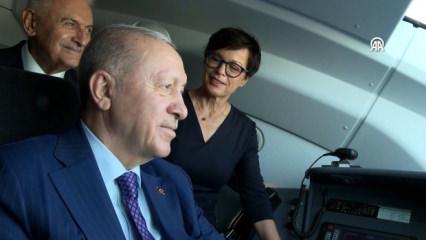Hızlı trende Erdoğan&rsquo;la AB Komiseri arasında g&uuml;l&uuml;mseten diyalog: Biz buradayken korkmayın