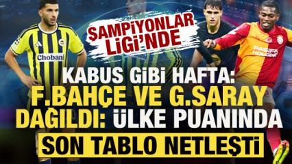 Devler Ligi'nde kabus gibi hafta! F.Bah&ccedil;e ve G.Saray dağıldı: &Uuml;lke puanında son tablo...