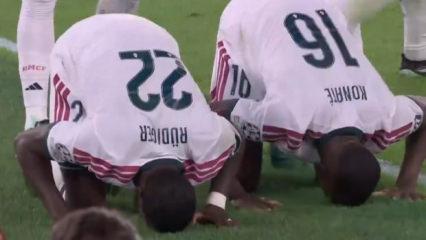 G&ouml;n&uuml;lleri fetheden hareket! Real Madrid'in yıldızları golden sonra secdeye gitti