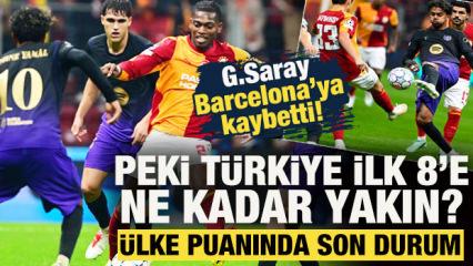 G.Saray, Barcelona'ya kaybetti! T&uuml;rkiye ilk 8'e ne kadar yakın? &Uuml;lke puanında son durum