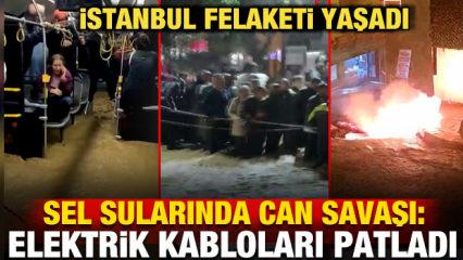 İstanbul felaketi yaşadı! Sel sularında can savaşı: Vatandaşları halatla kurtardılar