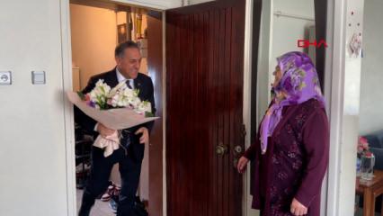 Yalova'da mazgalı temizleyerek g&uuml;ndem olan teyzeyi Vali ziyaret etti