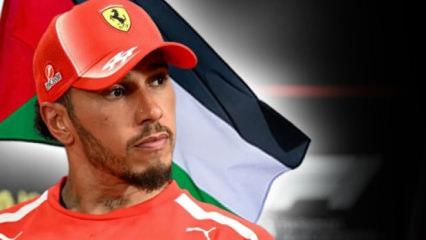 D&uuml;nyaca &uuml;nl&uuml; pilot Lewis Hamilton bir kez daha Filistin'e destek verdi! 