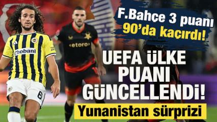 Fenerbah&ccedil;e 3 puanı 90'da ka&ccedil;ırdı! UEFA &uuml;lke puanı g&uuml;ncellendi: Yunanistan'dan s&uuml;rpriz
