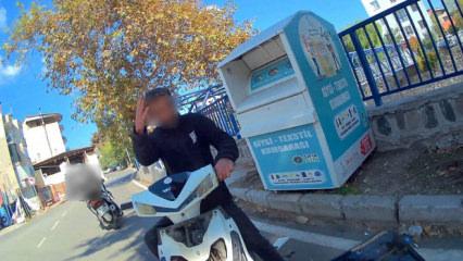 İzmir'de kuryeye &ccedil;arpan ehliyetsiz s&uuml;r&uuml;c&uuml; kamerada
