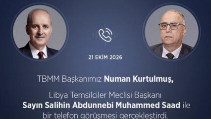 Kurtulmuş'tan Libya Temsilciler Meclisi Başkanı Saad'a tebrik telefonu