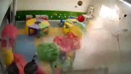 Brezilya&rsquo;da k&uuml;&ccedil;&uuml;k u&ccedil;ak anaokuluna d&uuml;şt&uuml;! O anlar kamerada