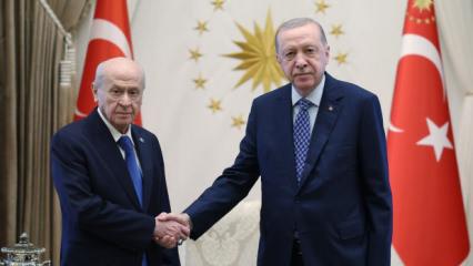 Cumhurbaşkanı Erdoğan ile MHP lideri Bah&ccedil;eli arasında kritik g&ouml;r&uuml;şme: İlk kareler geldi