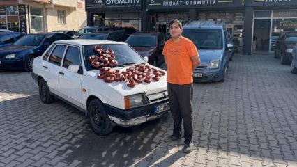Eskişehir&rsquo;de ilgin&ccedil; takas! Otomobilini 100 kilo dana sucuğuyla değiştirdi