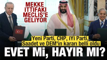 Mekke Anlaşması TBMM&rsquo;'de! Yeni Parti, CHP, İYİ Parti, Saadet ve DEM'in kararı belli oldu