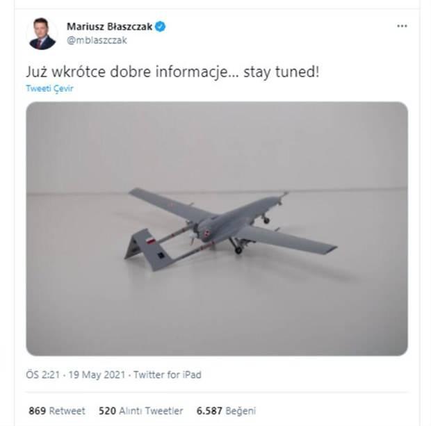 <p>Polonya Savunma Bakanı Mariusz Blaszczak'ın 19 Mayıs tarihinde paylaştığı bir Twitter mesajının askeri çevreler için bir sürpriz olduğunu aktaran SRF, NATO ve Avrupa Birliği üyesi ülkenin 24 Bayraktar TB2 aldığını yazdı.</p>
