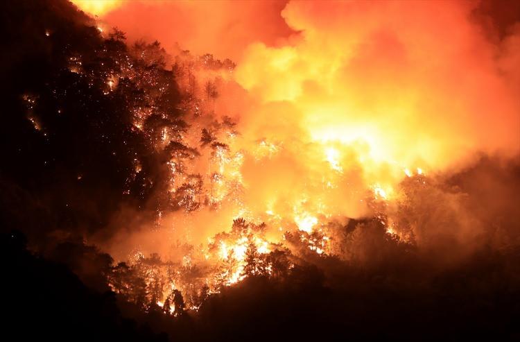<p>Marmaris'in Armutalan mahallesinde başlayan yangın İçmeler mahallesindeki ormanlık alanlarda ilerliyor.</p>
