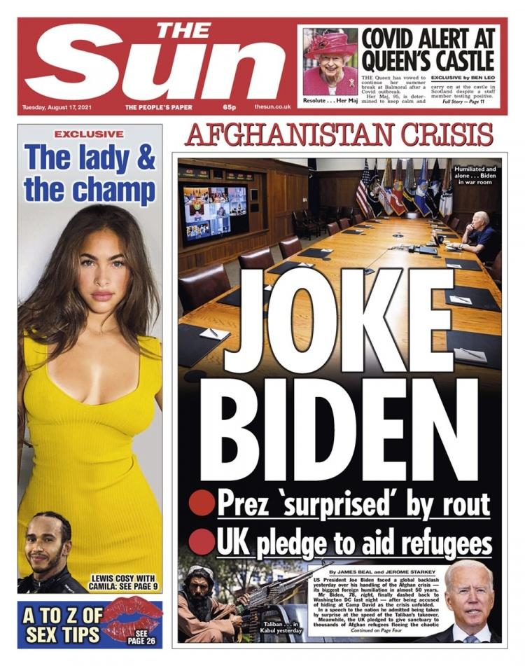 <p>The Sun gazetesi de Biden'ın kararını eleştirerek, "Şaka Biden" manşetini attı.</p>
