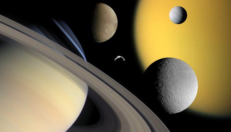 <p>Gezegenin eksenel eğimi sayesinde, Dünya'nın Satürn'ün halkalarına bakışı <a href=