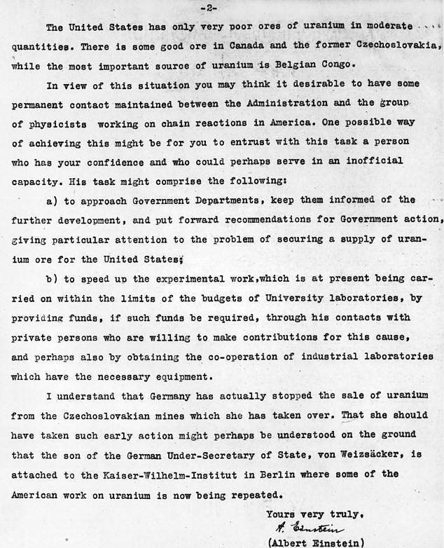 <p><strong>Einstein'ın orijinal mektubu New York'taki Franklin D. Roosevelt Kütüphanesi ve Müzesi'nde saklanmaktadır, ancak fizikçi, saklanması için bilim <a href=