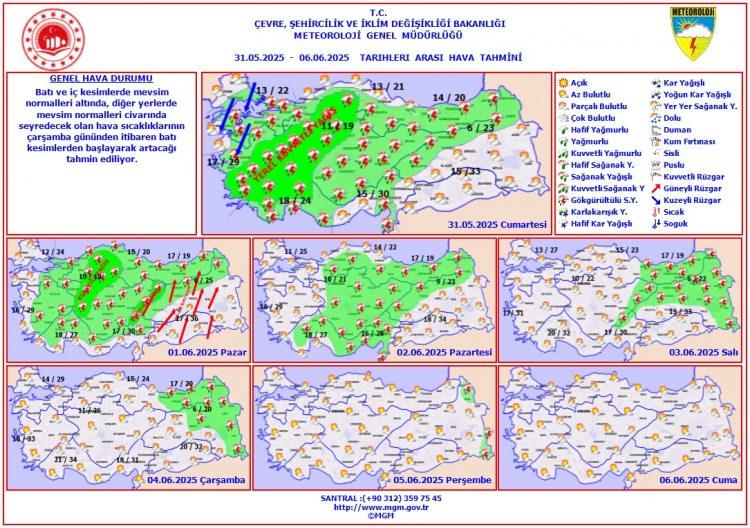 <p><strong>MARMARA</strong></p><p> </p><p>Parçalı ve çok bulutlu, doğusu ile Balıkesir çevrelerinin yerel sağanak ve gök gürültülü sağanak yağışlı geçeceği tahmin ediliyor. Rüzgarın, kuzey ve kuzeybatı yönlerden kuvvetli (30-50 km/sa) olarak eseceği bekleniyor.</p>