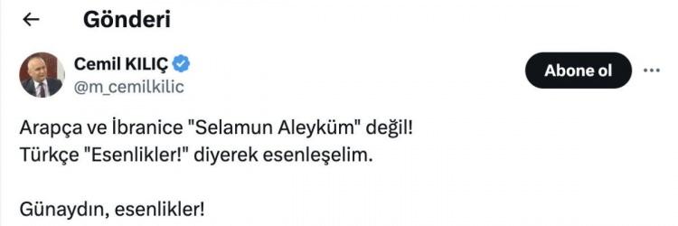 <p>CHP'li Kılıç paylaşımının devamında, selamlaşmanın ve günaydın demenin farklı bir yolundan bahsetti ve şöyle dedi: </p><div data-pagespeed=