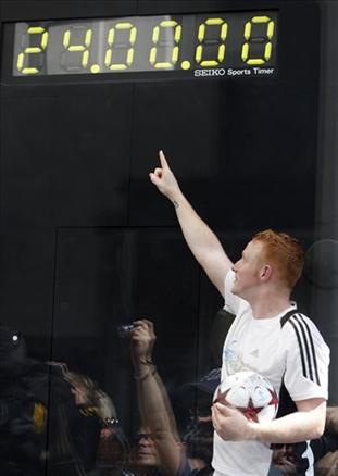 Tam 19 saat 30 dakika top sektiren İngiliz Dan Magness, Guinness Rekorlar Kitabına girdi