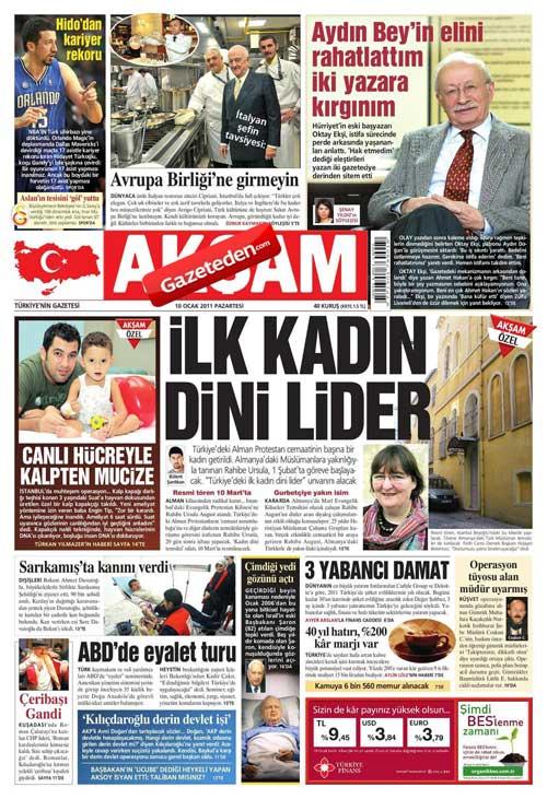 AKŞAM / İlk kadın dini lider / Türkiye'deki Alman Protestan cemaatinin başına bir kadın getirildi.