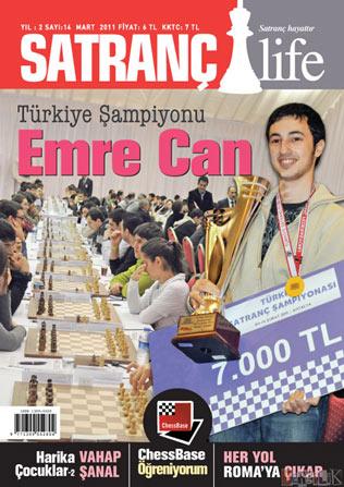 <b>Satranç Life Mart 2011 Sayısı</b><br><br>
Bazı tarihçiler, satrancın Truva'nın kuşatılması sırasında Palamedes'in bulduğunu söylerler. Ancak, bu iddia bugüne dek ne Yunanlılarca benimsenmiş, ne de bu konuda bir yazıt vardır. Satrancın adı Hintçe'den gelir. Anlamı, 4 cins figürün, 4 ayrı silahla sunulmasıdır. Bu 4 figür konusunda çok değişik yorumlar vardır. Bazılarına göre, 4 figür Hava, ateş, toprak ve suyu, bir kısmına göre de, "Yaz, kış, ilkbahar ve sonbahar" ı yansıtır. Burada, en kuvvetli taş olan vezir ateşi ve bilginleri, kale toprağı, fil havayı, şah evreni temsil eder. Bu benzetmeler 4 taşın geometrik şekillerinden esinlenerek söylenmektedir.
<br><br>
Ocak 2010 itibari ile yayın hayatına başlayan ve aylık olarak yayınlanacak Satranç Life dergisi, içerik olarak satranç dünyasından haberler, sporcularımızla yapılan röportajlar, şehirlerimizin satranç aktiviteleri ile ilgili tanıtımları, usta analizleri, açılışlar, köşe yazıları, okul tanıtımları v.b gibi birçok konunun yer aldığı derginin Mart 2011 çıktı.Dergi içeriği ve detaylı bilgilere www.satranclife.com sitesinden ulaşabilirsiniz.