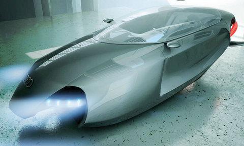 AUDI SHARK: Otomobil tasarım yarışmalarında dünya çapında dereceleri olan Kazım Dokunun iki kişilik, uçan spor otomobili Audi Shark, geleceğin gerçek olabilecek resimlerinden biri. Doku, Sharkı motosikletler ve uçaklardan esinlenerek tasarladı.