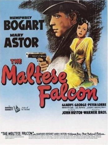 4. The Maltese Falcon...
The Maltese Falcon yani Malta Şahini John Huston'ın Dashiell Hammett'ın aynı adlı romanından uyarladığı ve yönettiği 1941 yapımı film.
Filmin başrollerinde yakışıklı oyuncu Humphrey Bogart ve Mary Astor var