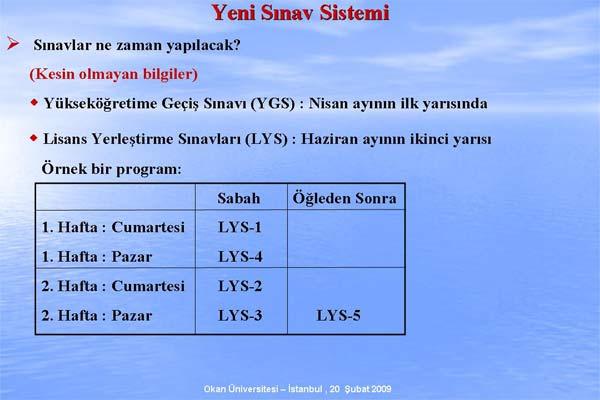 ÖSYM Başkanı Prof. Dr. Ünal Yarımağan, Değişen ÖSS Sistemi ve ÖSS 2010 adıyla verdiği konferasta sistemde nelerin değiştiğini madde madde anlattı. işte o sunum: