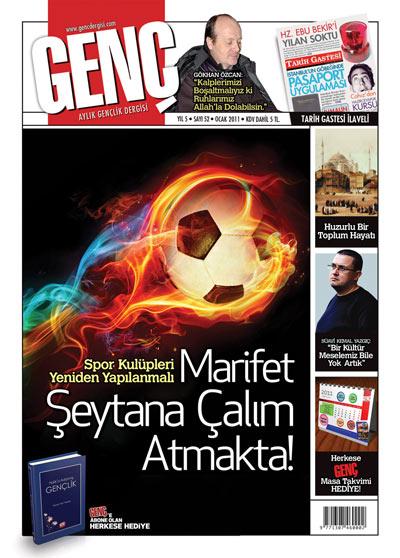 <b>Genç Dergisi:</b> Spor kulüpleri gençlerin sadece bedenî değil, zihnî ve kalbî gelişmelerini de hedef almalı
Ali Düzün Marifet Şeytana Çalım Atmakta! başlıklı dosya yazısının manşetiyle çıkan dergi, şiddetin, nefretin ve holiganlığın ellerine terk edilmiş gençleri adam etme sorumluluğunu ön plana çıkarmış. Spor Kulüplerinin ciddi bir yapılanmasının şart olduğunun altını çizen Ali Düz, spor kulüplerinin gençlerin değerleriyle buluşabilmeleri için farklı faaliyet alanlarına eğilmeleri gerektiğini belirtiyor. Gençlerin sadece bedenî değil, zihnî ve kalbî gelişmeleri de hedef alınırsa, hem daha geniş bir kitleye hitap edilir, hem de şiddet, kalabalık ve vahşetle anılmaya başlanan spor camiası, layık olduğu konuma taşınır. 
Abdullah Kibritçi vakur kelimesi üzerine, Lütfi Arslan Merhamet Siyaseti üzerine, Yusuf Temizcan Edward Saidin Oryantalizm kitabı üzerine, Hatice Sarı Mehmet Altanın Kent Dindarlığı kitabı yazmış. Yavuzselim Güneş vefatının 11. Yıldönümünde Akif İnanı anmış. Söyleşilere gelince, Gökhan Özcan ile yeni kitabı Serçe Parmağı ve yazın edebiyatı üzerine, Suavi Kemal Yazgıç ile kültür üzerine konuşulmuş.