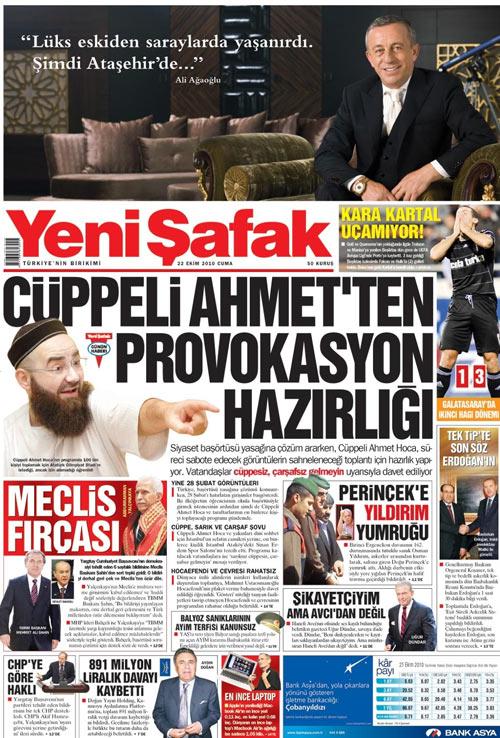 Yenişafak gazetesinde bugün manşetten yayınlanan Cüppeli Ahmetten Provokasyon Hazırlığı başlıklı haberle ilgili, Marifet Derneği tarafından yazılı bir açıklama yapıldı. Açıklamada Yenişafak gazetesinin haberi yalanlandı. Haberde yer alan iddiaların talihsiz olduğu belirtildi. http://www.haber7.com/haber/20101022/Yeni-Safakin-Cubbeli-haberine-yalanlama.php