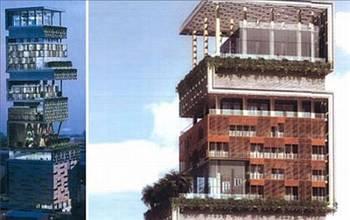 <strong>1. Antilla, Bombay, Hindistan: 1 milyar dolar</strong><br><br>
Dünyanın en zengin 5. ismi olan Hint işadamı Mukesh Ambani, kendisine 1 milyar dolara mal olan bu 27 katlı gökdelenin sahibi.
