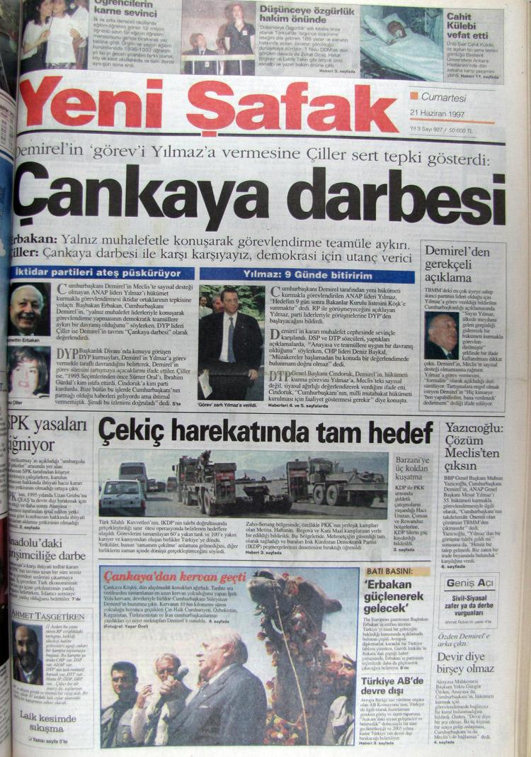 21 Haziran 1997 Yeni Şafak