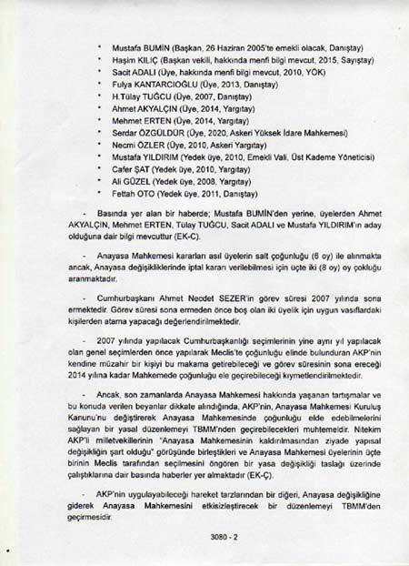 Genelkurmay'ın, 2005 yılında Anayasa Mahkemesi üyelerini de andıçladığı ortaya çıktı... Andıçta; hangi üyenin ne zaman emekli olacağı, yerine kimlerin gelebileceği ve hangi üye hakkında nasıl bilgiler bulunduğu tek tek anlatılıyor.
