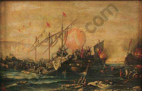1538 Preveze deniz savaşı O.U. Behzad'ın tablosundan H. Cemalettin (deniz müzesi)