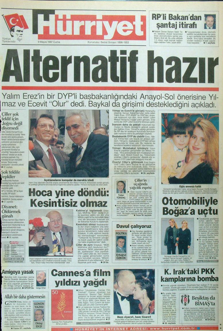 9 Mayıs 1997 Hürriyet