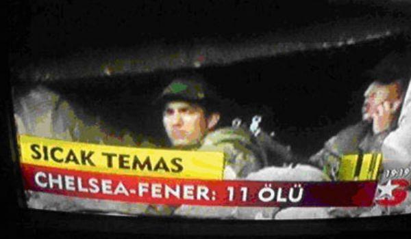 TSKnın Kuzey Iraka operasyonu ile Şampiyonlar Ligi'nde yarı final mücadelesi veren Fenerbahçe'nin maçı aynı güne denk gelince Star'ın rejisi şu yazıyı ekrana verir: Sıcak Temas: Chealsea-Fenerbahçe: 11 ölü