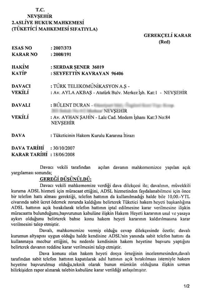 MAHKEME KARARI 1. SAYFA