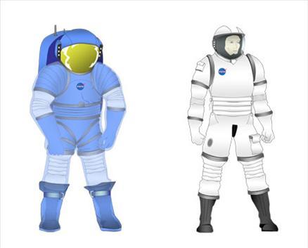 Dönüşüm: Ayda yürümeye hazırlanan astronotlar, giydikleri giysiden (sağda) bazı parçaları yüzey operasyonu için özel hazırlanmış parçalarla kolay şekilde değiştirerek giysiyi modifiye edecekler (solda).