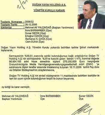 Doğan Yayın Holdin'in hisselerini Axell'e sattığına dair belge