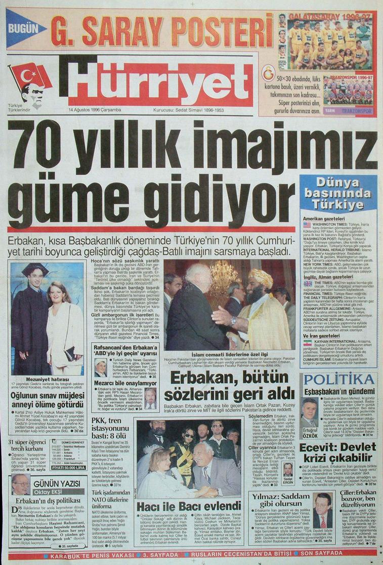 14 Ağustos 1996 Hürriyet