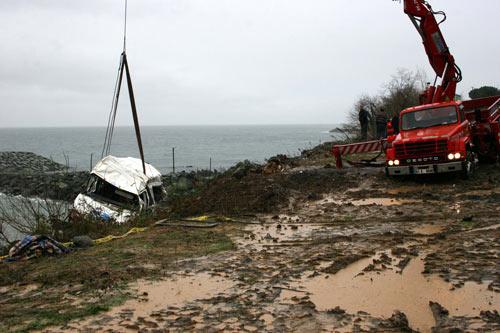 Trabzon'da bir yolcu minibüsünün denize yuvarlandığı kazada, Valilik ilk bilgilerde düzeltme yaparak, ''2 kişinin öldüğünü, 15 kişinin de yaralandığını'' bildirdi. Kazada kayıp kişinin de olmadığı belirtildi.