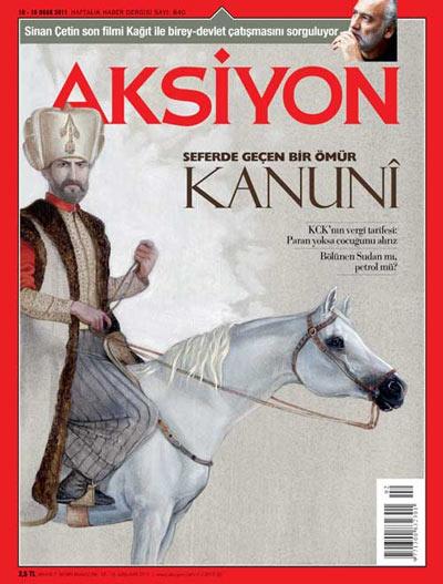 <b>Aksiyon Dergisi 10-16 Ocak:</b> Aksiyonun bu sayısında son günlerde ciddi tartışmalara sebep olan Muhteşem Yüzyıl dizisine gönderme yapılarak, Kanuni sayısı hazırlanmış. İhtişamın değil, Tevekkülün Zirvesi olarak değerlendirilen dosyada, İskender Pala, Feridun Emecan, Halil İbrahim Düzenli ve Süleyman Berkten de görüş alınmış. II. Abdulhamidi savunan ilk yazar olan Yılmaz Öztuna da dosyaya katkı sağlamış.<br><br>
Mehmet A. Demirer ile 1960 Şubatında yaşanan Kayseri Olayının perde arkası konuşulurken, Menderes döneminde bu olayın gizli saklı belgeleri de yeniden gündeme taşınıyor. Ahmet Taşgetiren Bediüzzamanın Mustafa Kemal Paşaya yazdığı mektubu yorumlarken, M. Nedim Hazar da daha vizyona girmeden mahkemelik olan Hür Adam filmini yorumluyor: Kul olmak, hür olmaktır. Sinan Çetin ile son filmi Kâğıt üzerine ve Jan Arslan ile Kürtçe Evinperwer (Aşkperest) adında yeni albümü üzerine konuşulmuş.