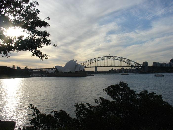 Botanic Gardendan gün batımında Sydney manzarası