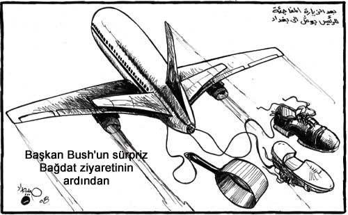 El Zeydi'nin Bush'a fırlattığı ayakkabı Arap basınında geniş yer buldu