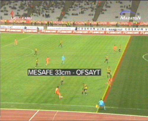 5- Fener'in yediği 2. gol de net ofsayt. Yardımcı dağlara taşlara yapmış (Piero ölçtü, 33 cm. ofsayt çıktı.)