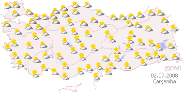 Hava durumu haritası 02.07.2008 Çarşamba