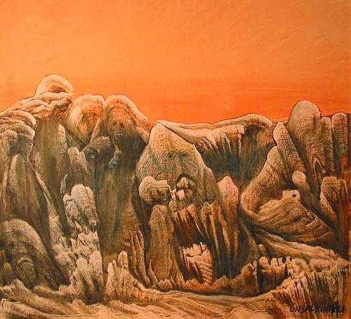 Ressam Ünsal Kınıklı'nın Ziraat Bankası Tünel Sanat Galerisinde sergilediği resimler insanoğlu'nun kendisini nasıl bir felakete sürüklediğine dikkat çekiyor...