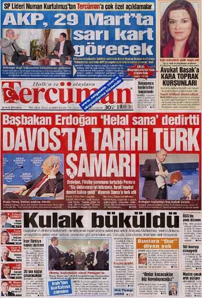 Manşetlerde Davos Depremi